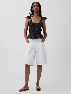 Flutter-Sleeve Tie-Waist Top