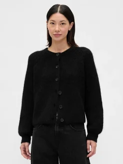 Fuzzy Shaker-Stitch Cardigan