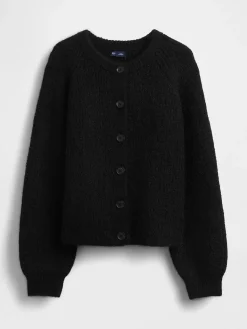 Fuzzy Shaker-Stitch Cardigan