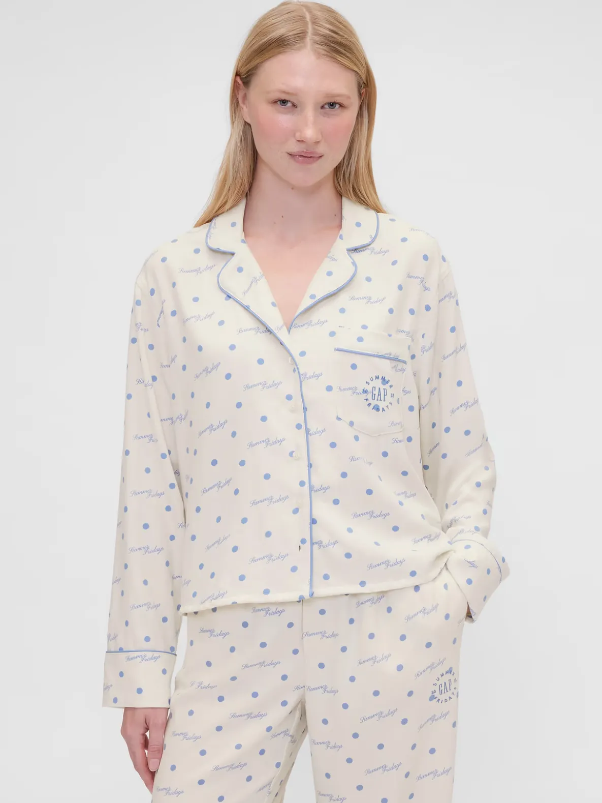 Gap × Summer Fridays Relaxed Flannel Dotted PJ Shirt