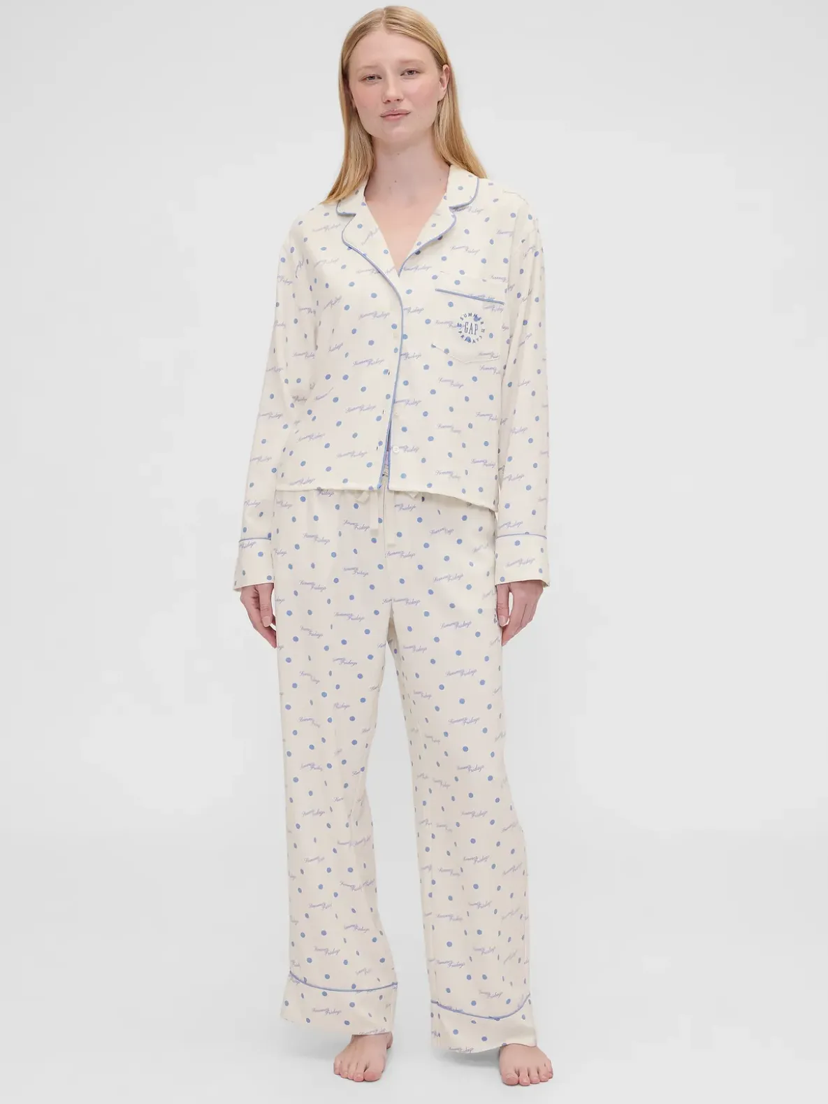 Gap × Summer Fridays Relaxed Flannel Dotted PJ Shirt