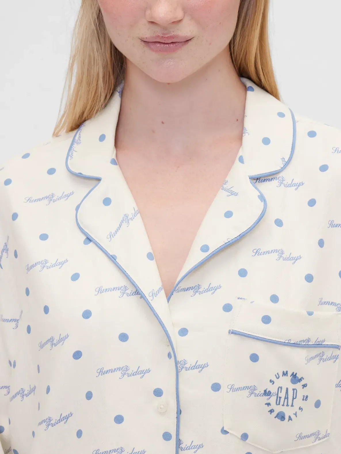 Gap × Summer Fridays Relaxed Flannel Dotted PJ Shirt