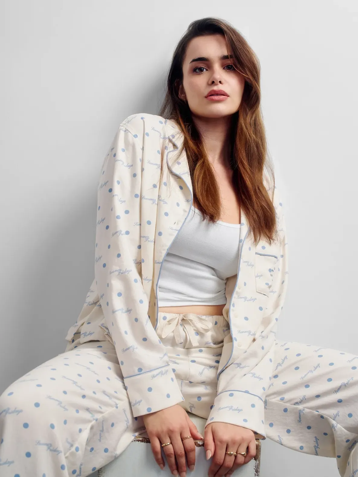 Gap × Summer Fridays Relaxed Flannel Dotted PJ Shirt