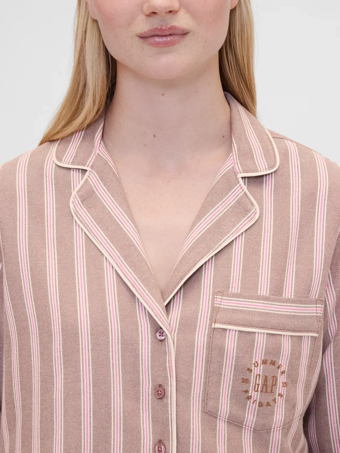 Gap × Summer Fridays Relaxed Flannel Stripe PJ Shirt