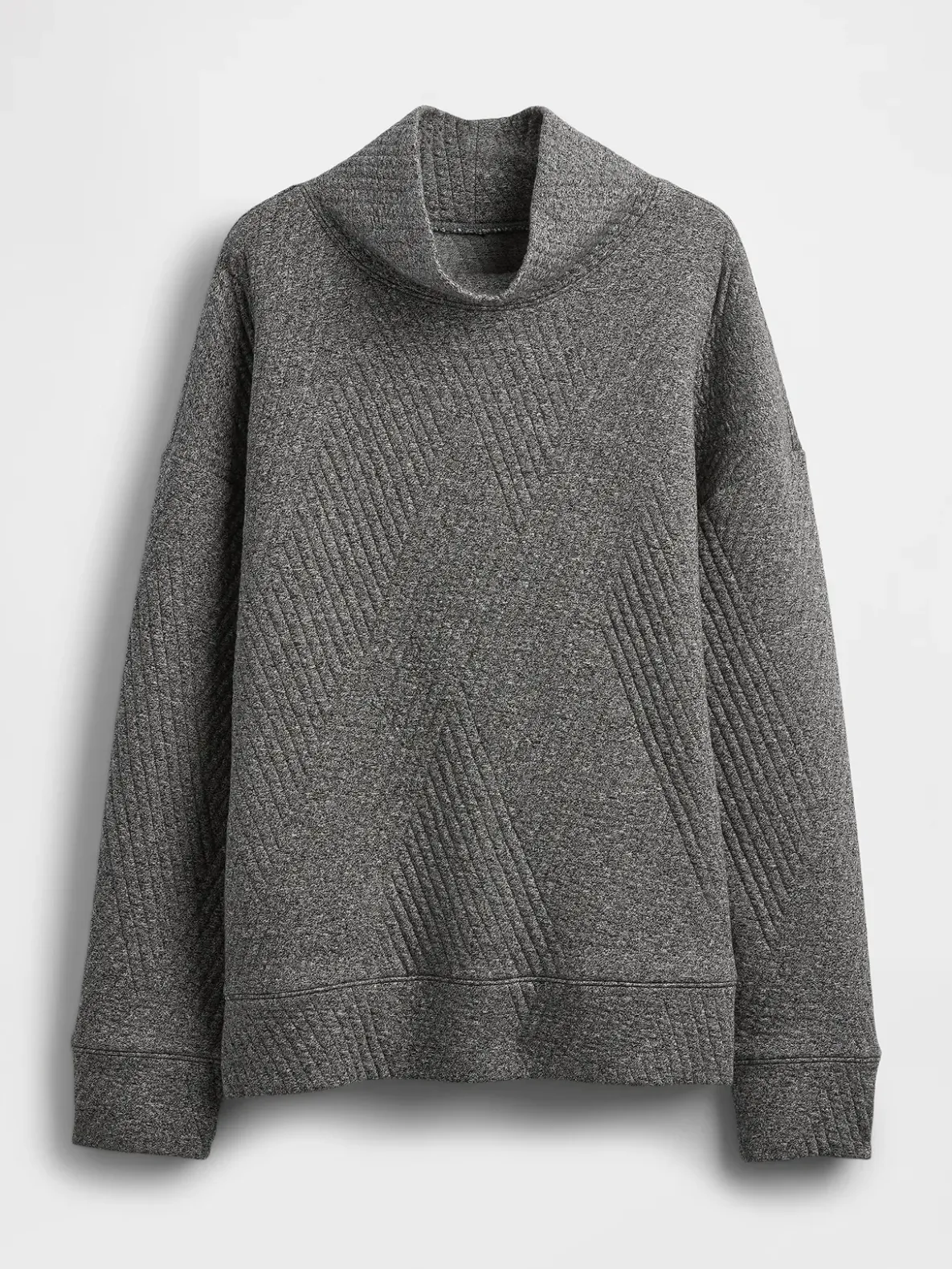 GapFit Quilted Jacquard Knit Funnel-Neck Pullover