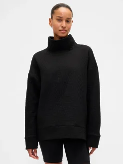 GapFit Quilted Jacquard Knit Funnel-Neck Pullover
