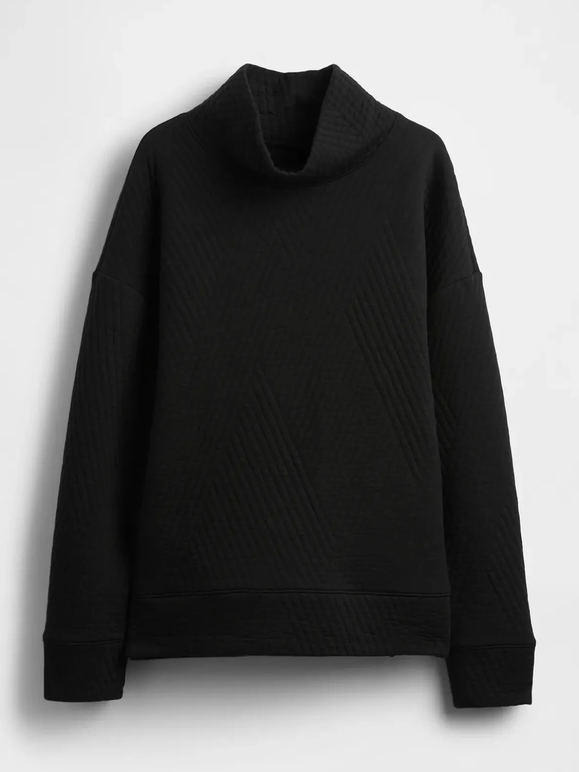 GapFit Quilted Jacquard Knit Funnel-Neck Pullover