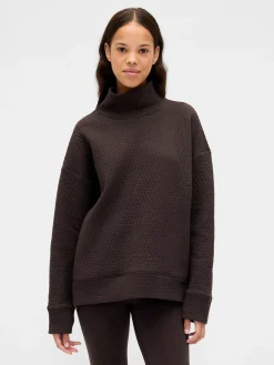 GapFit Quilted Jacquard Knit Funnel-Neck Pullover