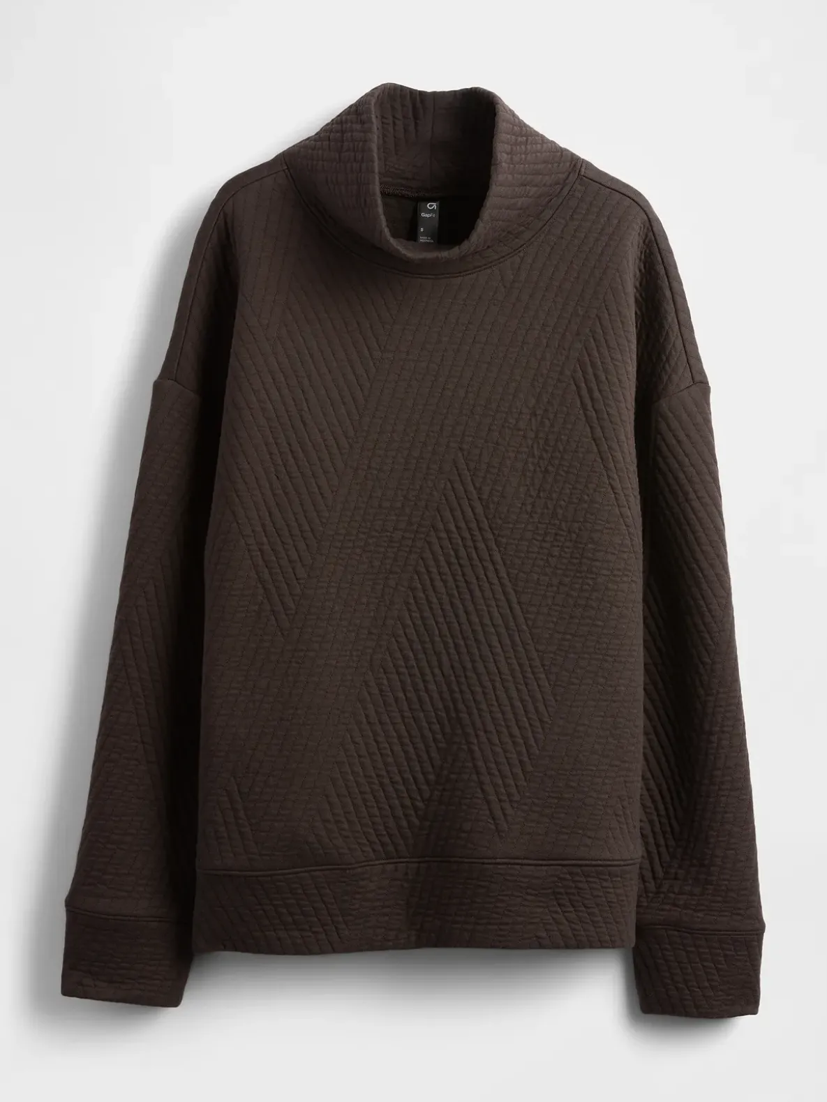 GapFit Quilted Jacquard Knit Funnel-Neck Pullover