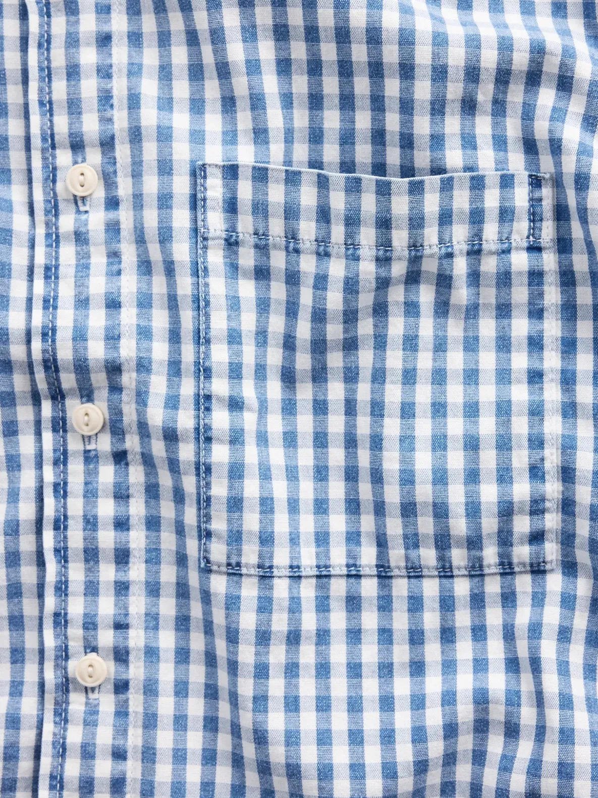 Gingham Denim Relaxed Straight-Hem Shirt