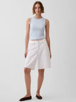Gingham Pointelle Shell Tank Top