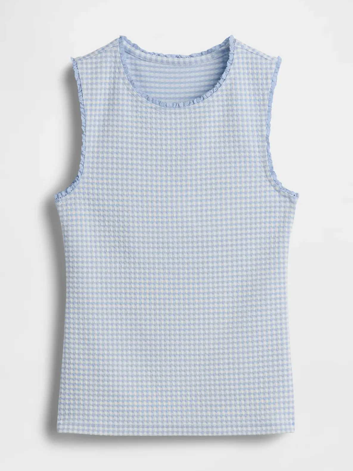 Gingham Pointelle Shell Tank Top