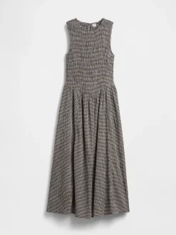 Gingham Smocked Drop-Waist Maxi Dress