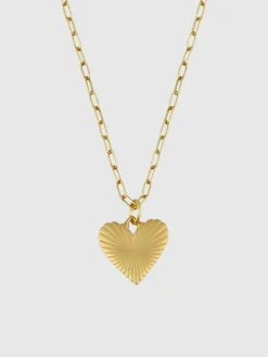 HART Small Ribbed Heart of Gold Necklace
