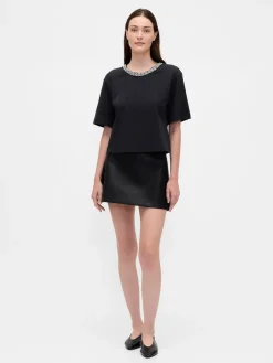 Heavyweight Jewel-Neck Crop T-Shirt
