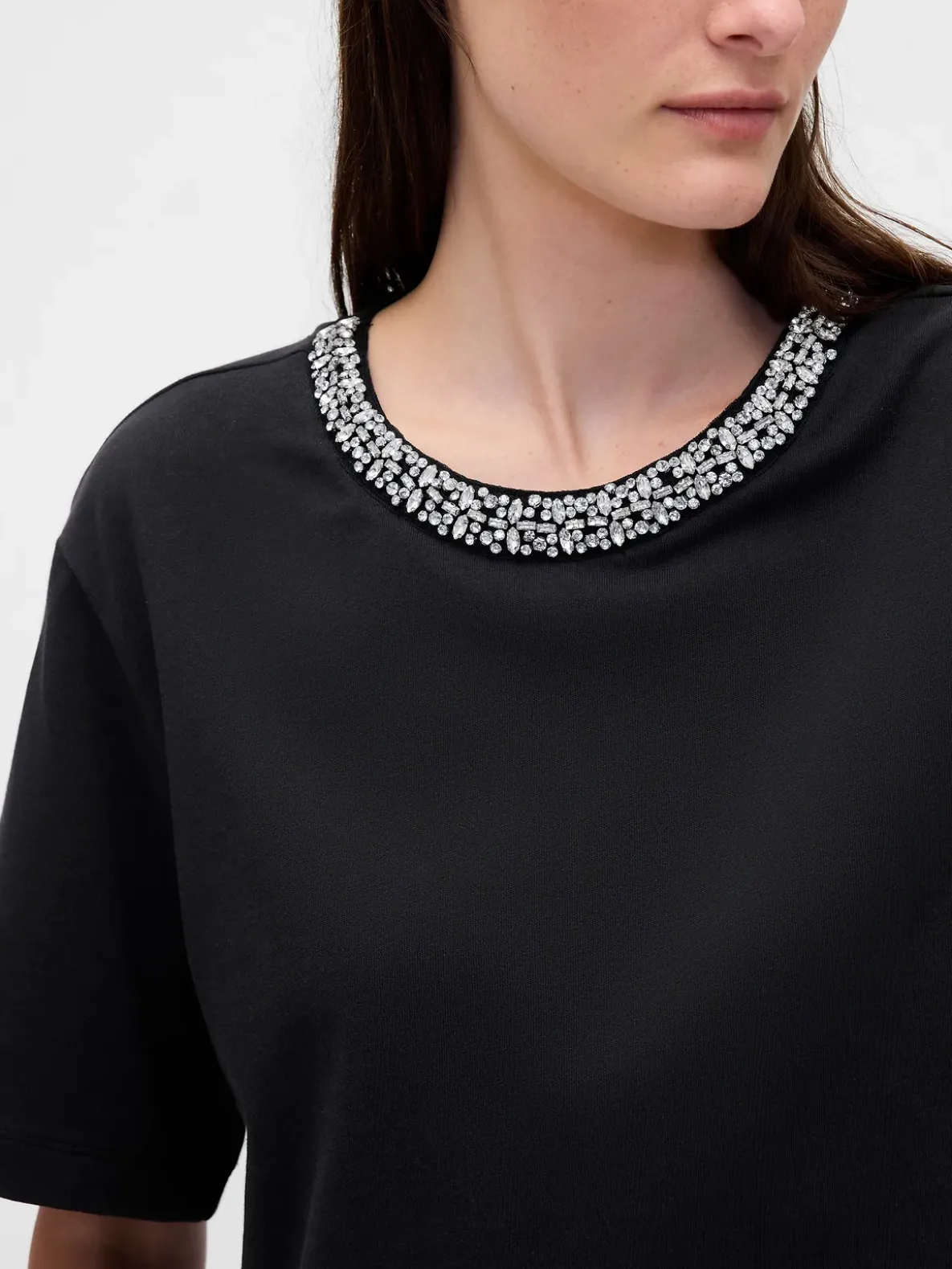 Heavyweight Jewel-Neck Crop T-Shirt