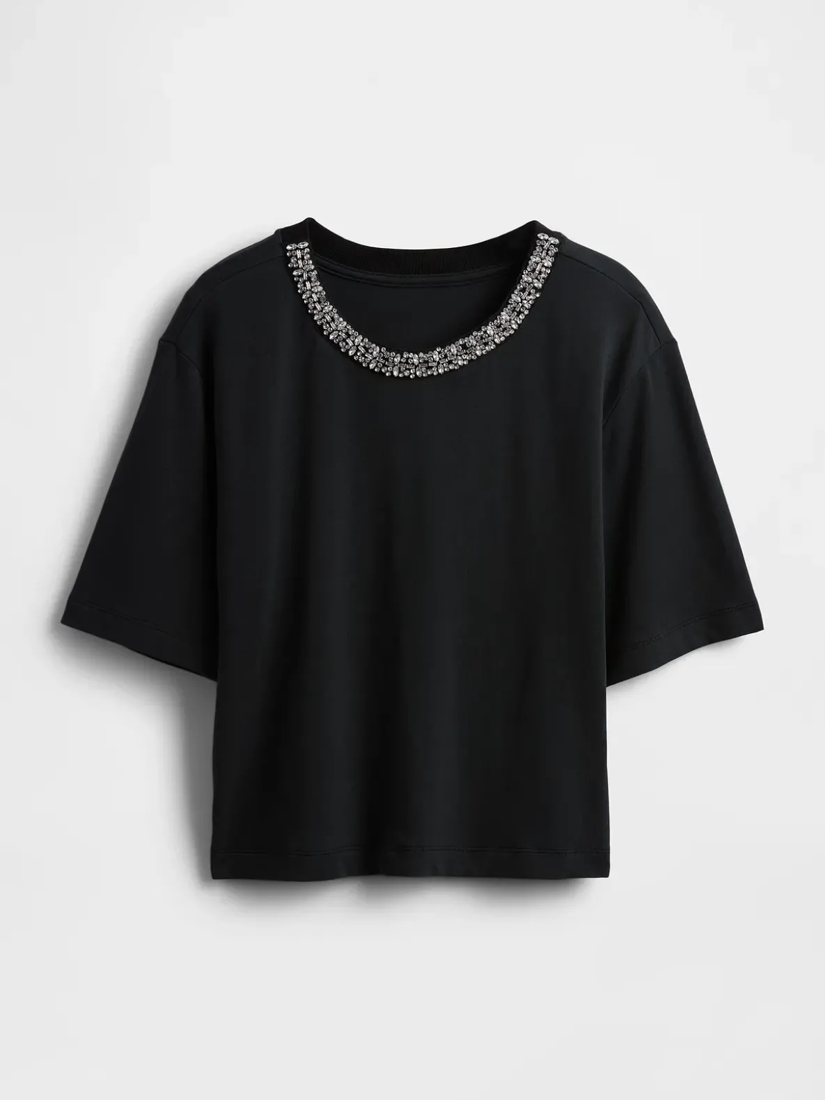 Heavyweight Jewel-Neck Crop T-Shirt