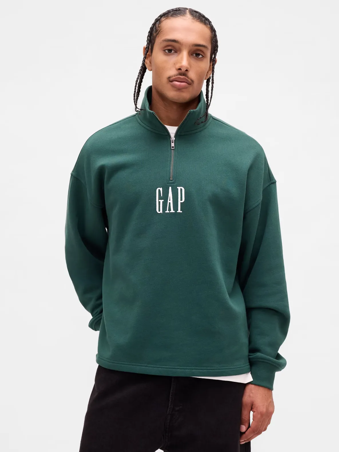 Heavyweight Oversized Logo Quarter-Zip Pullover
