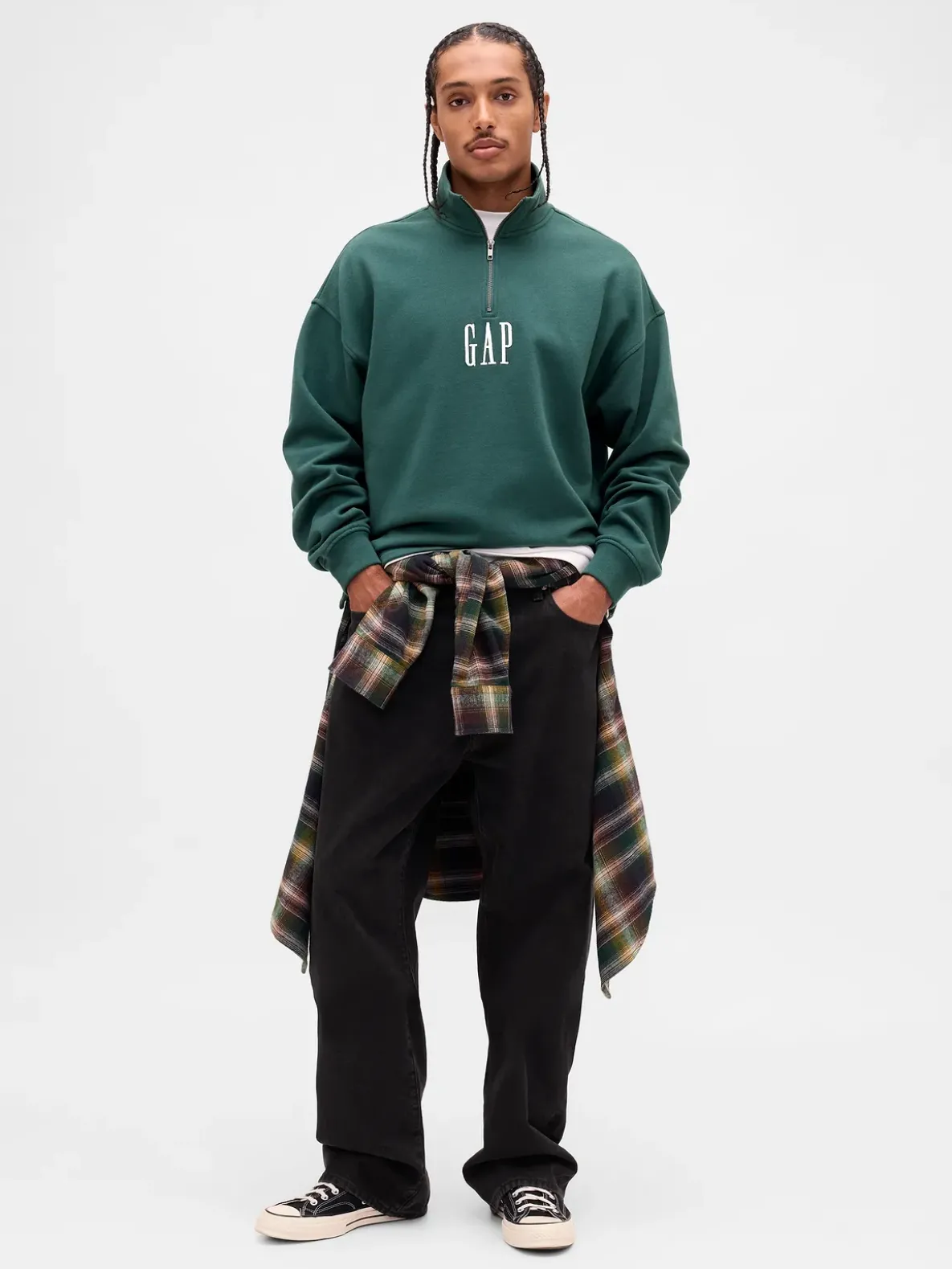 Heavyweight Oversized Logo Quarter-Zip Pullover
