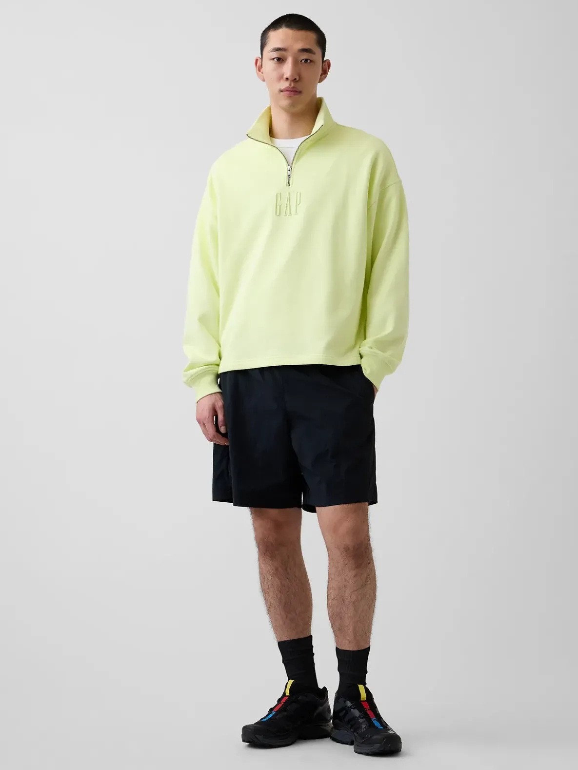 Heavyweight Oversized Logo Quarter-Zip Pullover