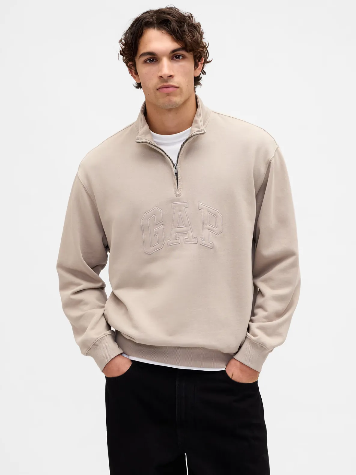 Heavyweight Oversized Logo Quarter-Zip Pullover