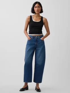 High Rise Barrel Crop Jeans