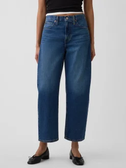 High Rise Barrel Crop Jeans