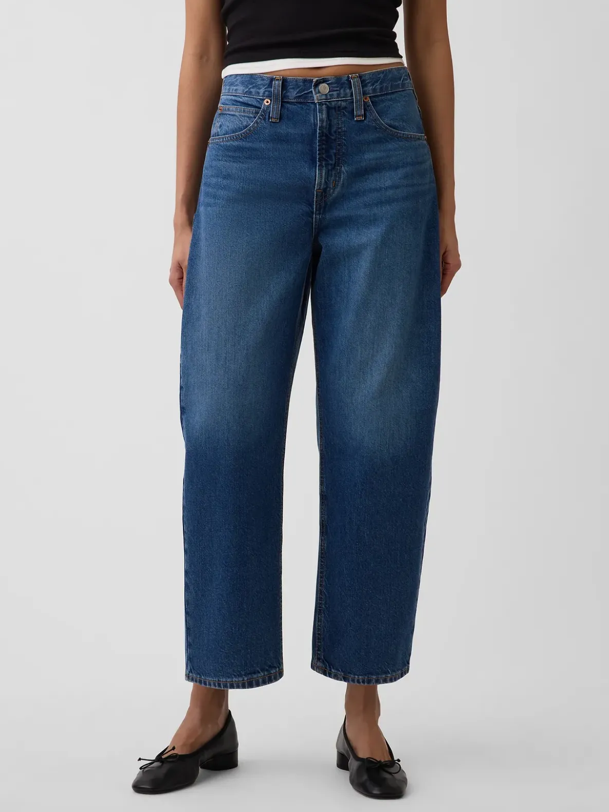 High Rise Barrel Crop Jeans
