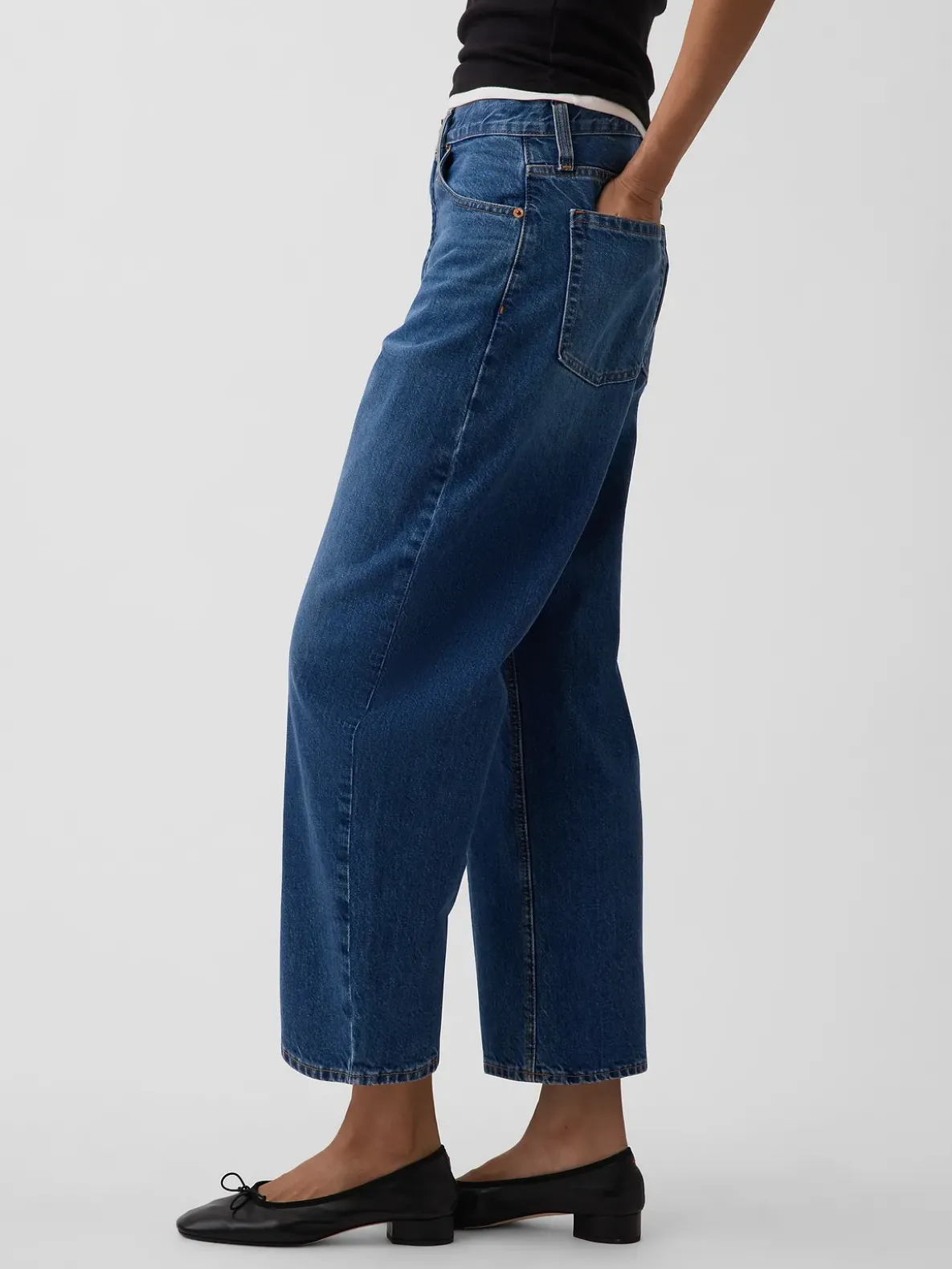 High Rise Barrel Crop Jeans