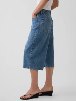High Rise Belted Barrel Culotte Jeans