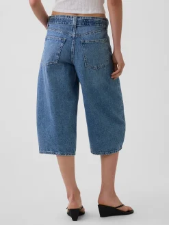 High Rise Belted Barrel Culotte Jeans