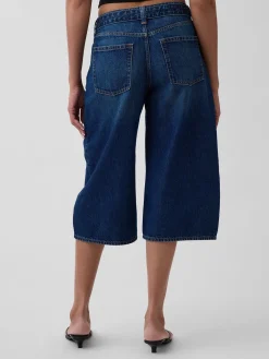 High Rise Belted Culotte Barrel Jeans