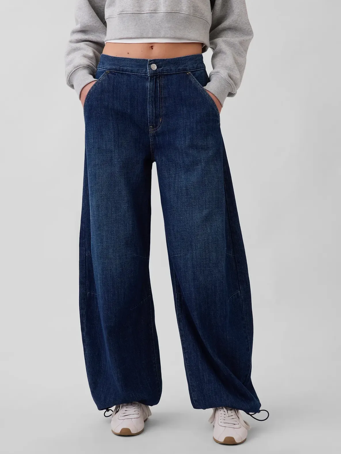 High Rise Cinch-Hem Horseshoe Jeans