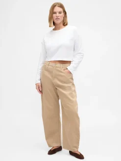 High Rise Corduroy Barrel Pants