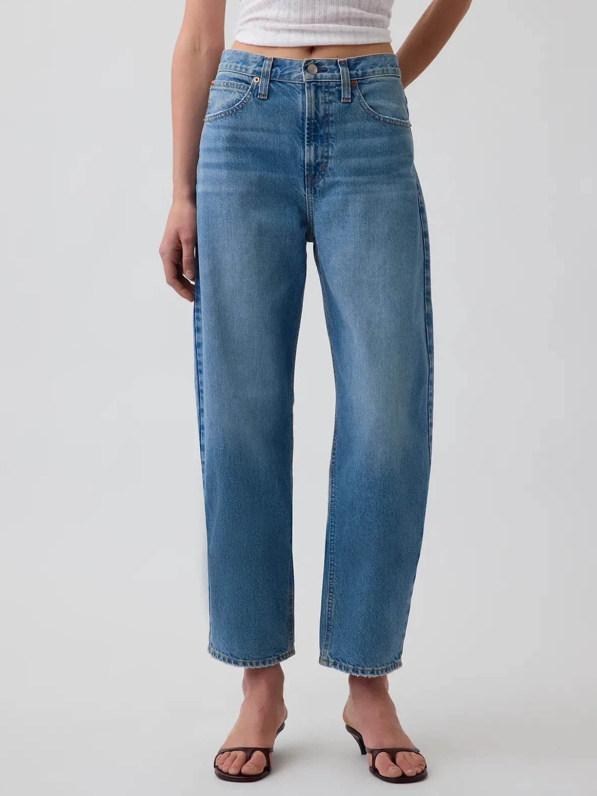 High Rise Crop Barrel Jeans