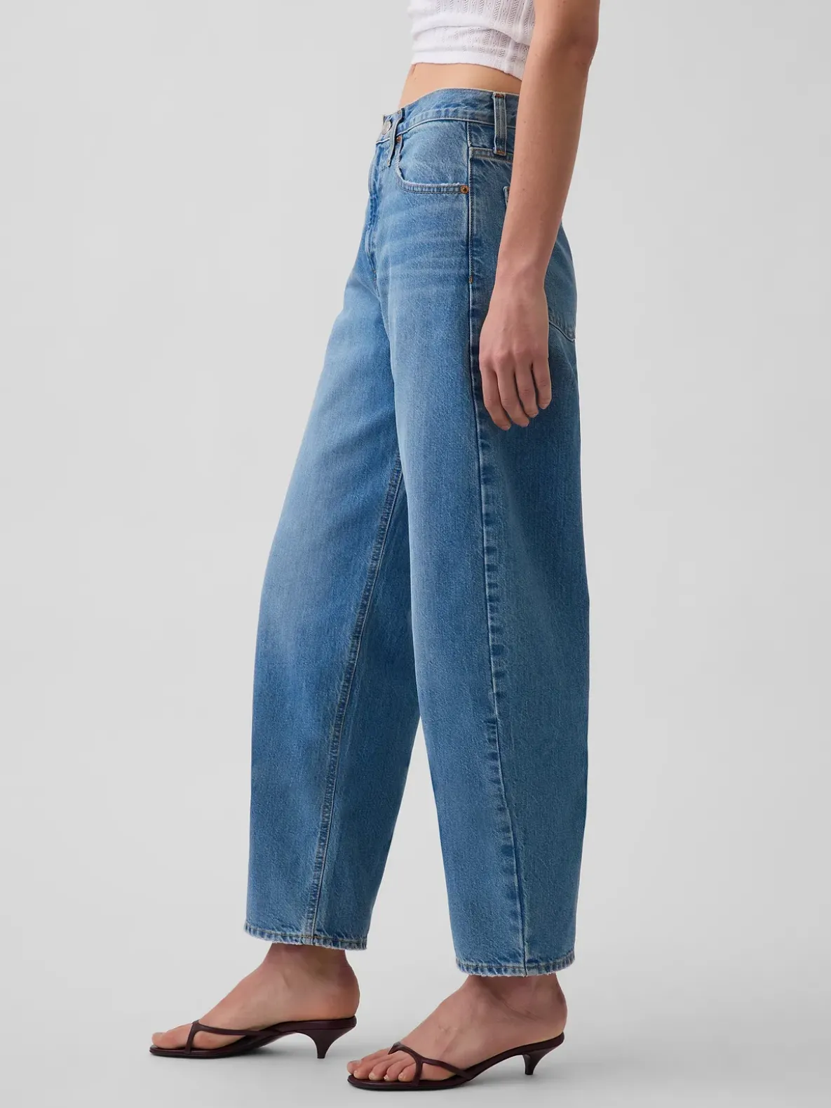 High Rise Crop Barrel Jeans