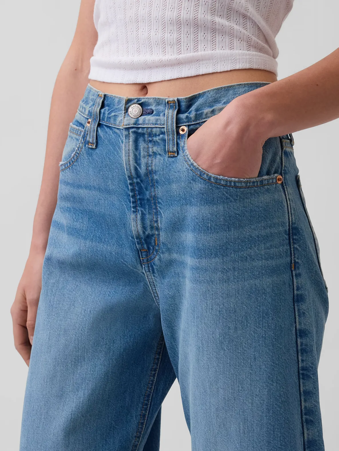 High Rise Crop Barrel Jeans