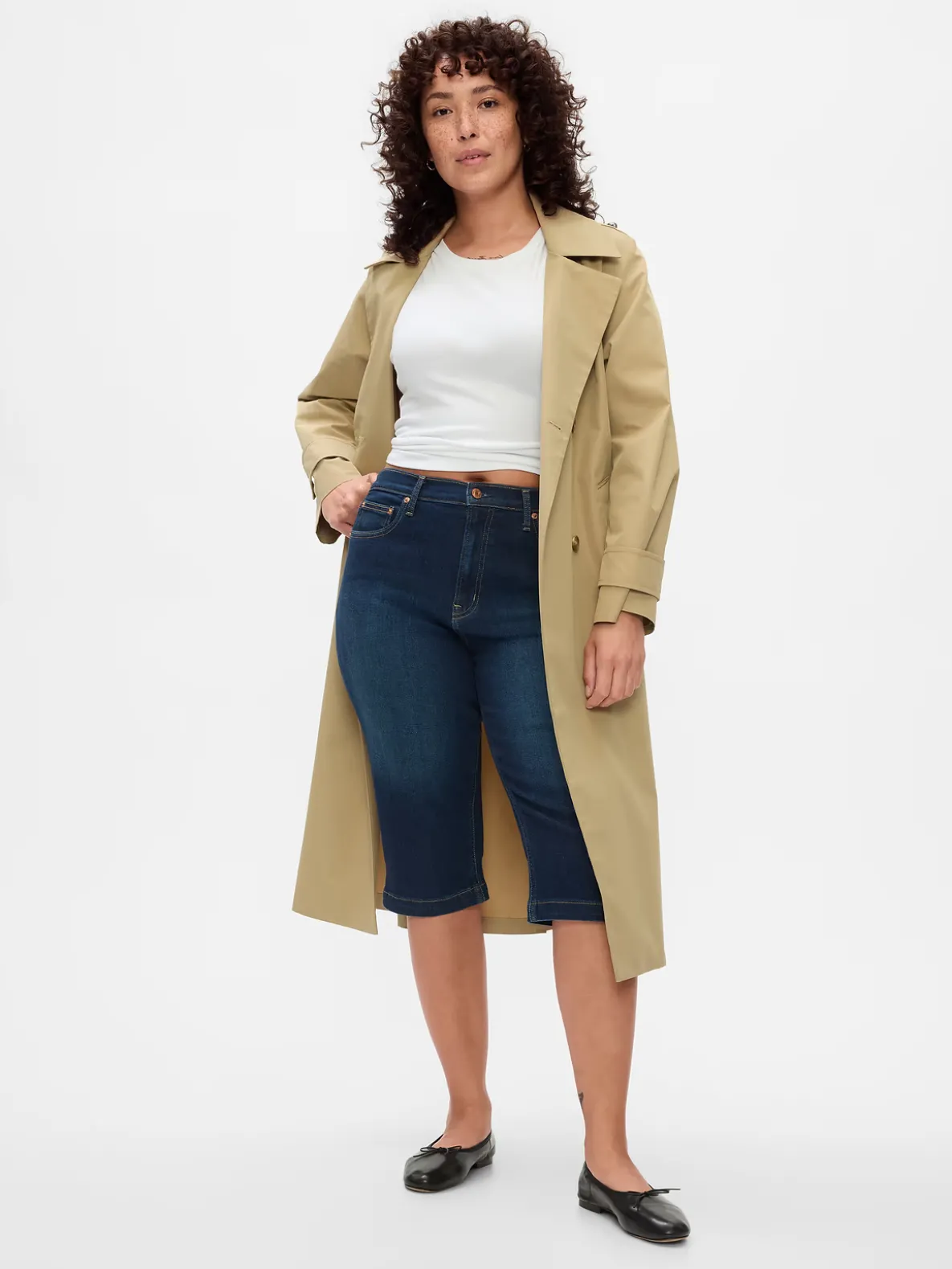 High Rise Cropped Capri Jeans