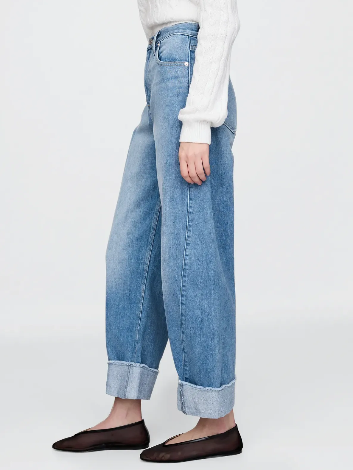 High Rise Cuffed Barrel Jeans