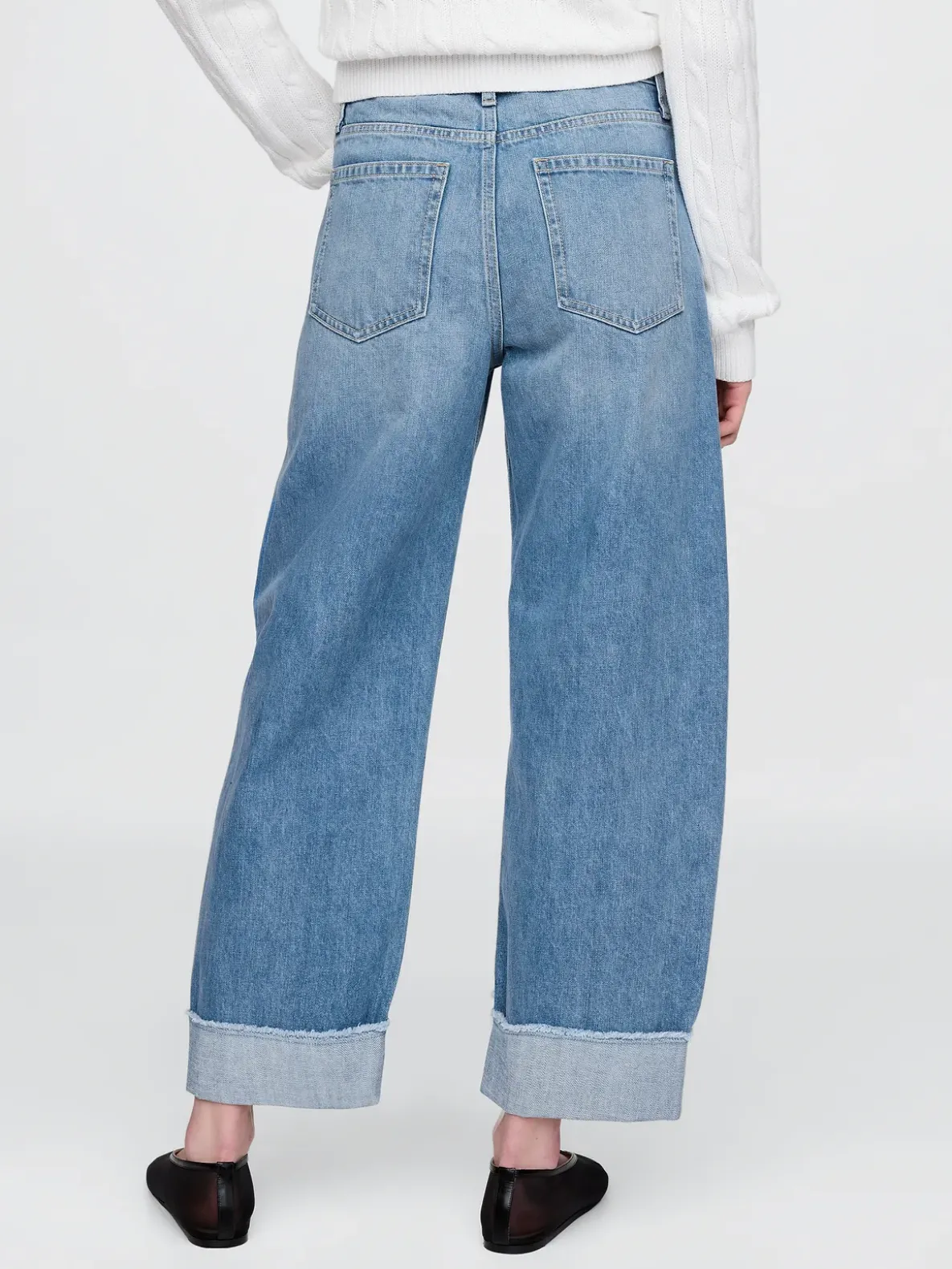 High Rise Cuffed Barrel Jeans