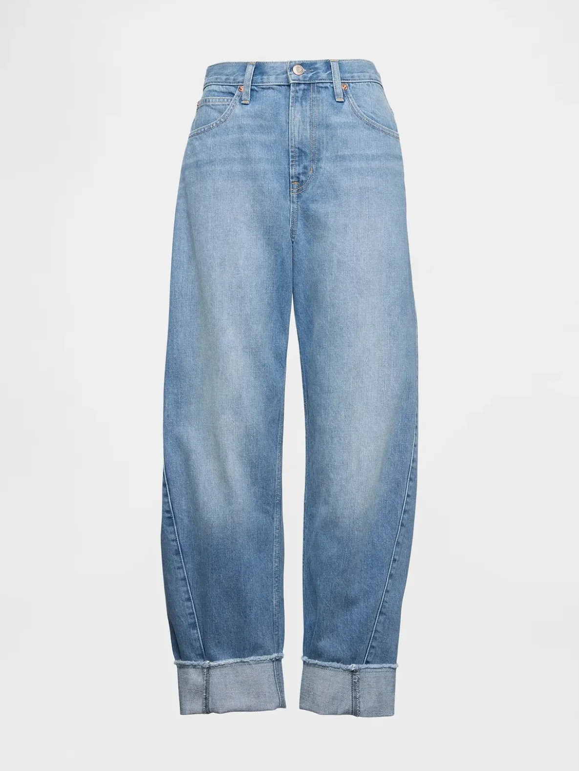 High Rise Cuffed Barrel Jeans