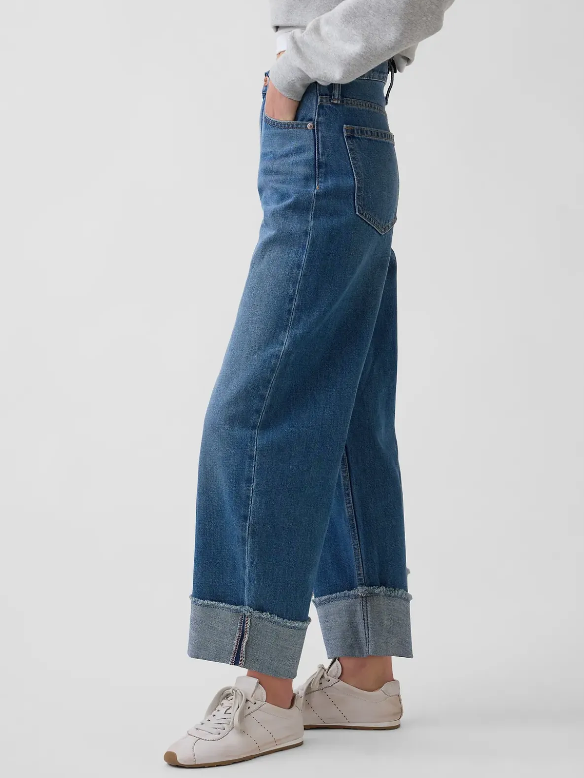 High Rise Cuffed Barrel Jeans