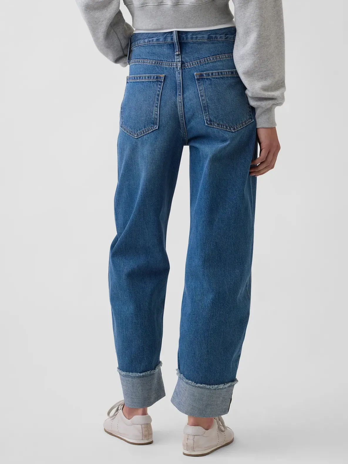 High Rise Cuffed Barrel Jeans