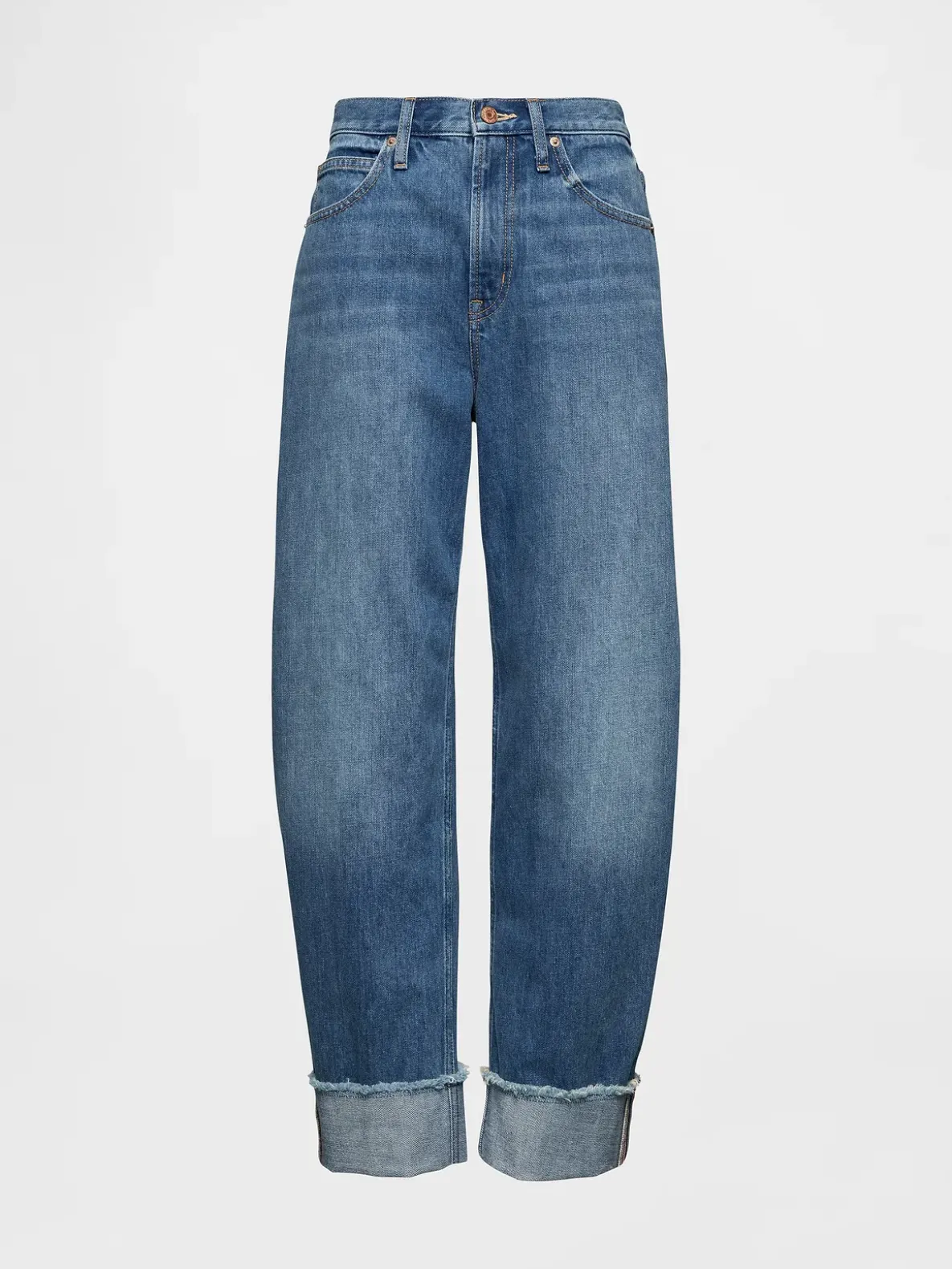 High Rise Cuffed Barrel Jeans