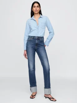 High Rise Cuffed '90s Slim Straight Jeans
