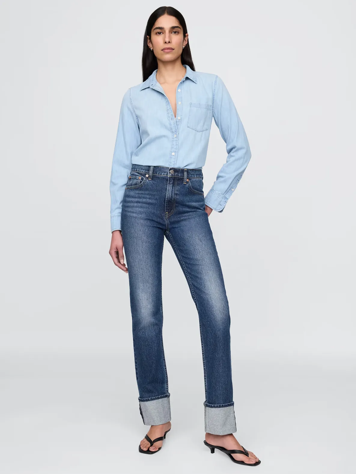 High Rise Cuffed '90s Slim Straight Jeans