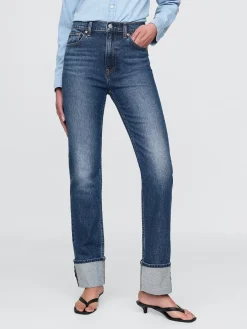High Rise Cuffed '90s Slim Straight Jeans