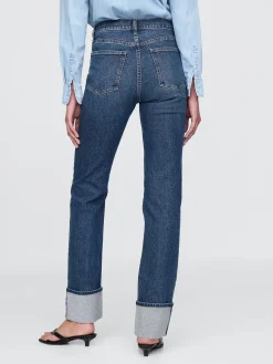 High Rise Cuffed '90s Slim Straight Jeans