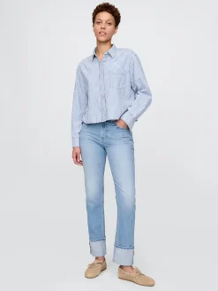 High Rise Cuffed '90s Slim Straight Jeans