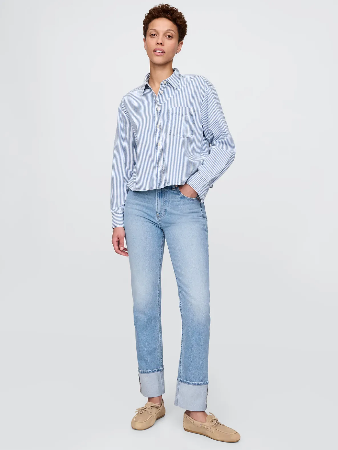 High Rise Cuffed '90s Slim Straight Jeans